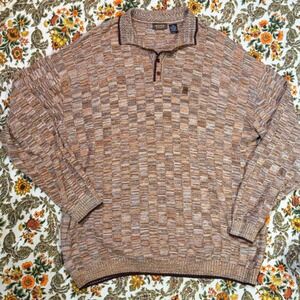 Vintage Enyce Clothing Mens 3XL Knit Polo Sweater Earth Tone Geometric 90s Y2K